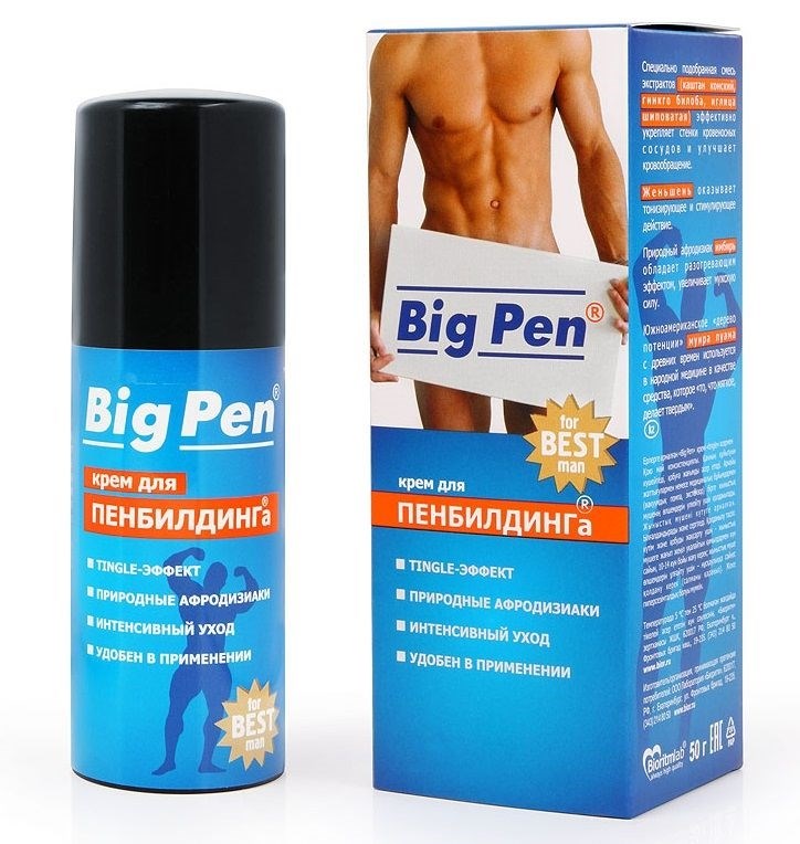 Мужской крем для упражнений с помпой (пенбилдинга) Big Pen, 50 мл - фото 141346