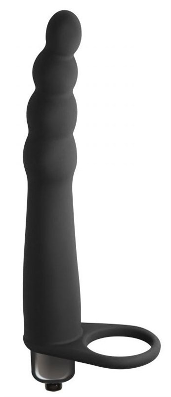 Черная вибронасадка для двойного проникновения Bramble, 16,5 см - фото 142174