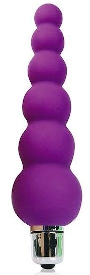 Фиолетовый анальный вибромассажер-елочка, 12 см - фото 143481