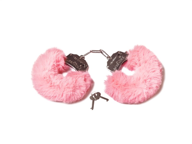 Шикарные наручники с пушистым мехом розовые - фото 144906