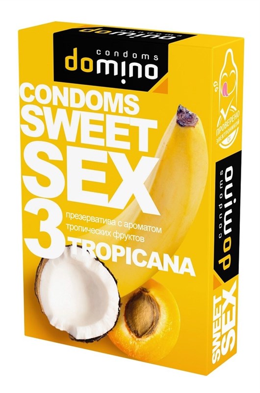 Презервативы для орального секса DOMINO Sweet Sex с ароматом тропических фруктов, 3 шт - фото 145352