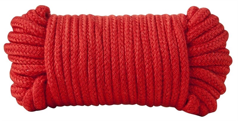Красная хлопковая верёвка Bondage Rope 33 Feet, 10 м - фото 146960