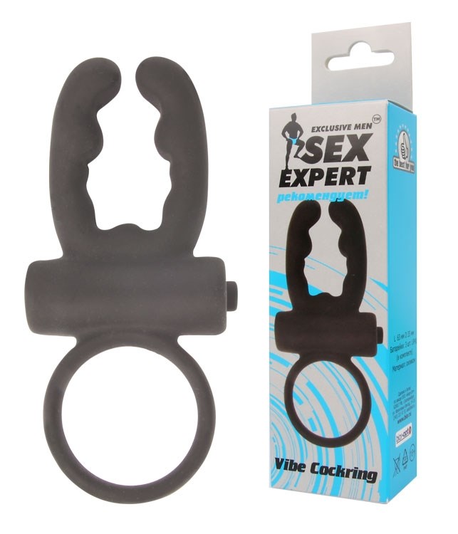 Эрекционное кольцо с рожками и вибрацией Sex Expert - фото 147711
