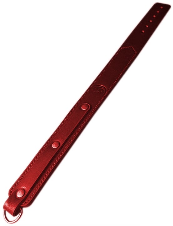 Красный кожаный спанкер «Ремень» ручной работы - фото 148362