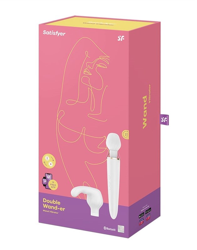 Универсальный вибромассажер Satisfyer Double Wand-er с дополнительными насадками 4001791WHT - фото 148907