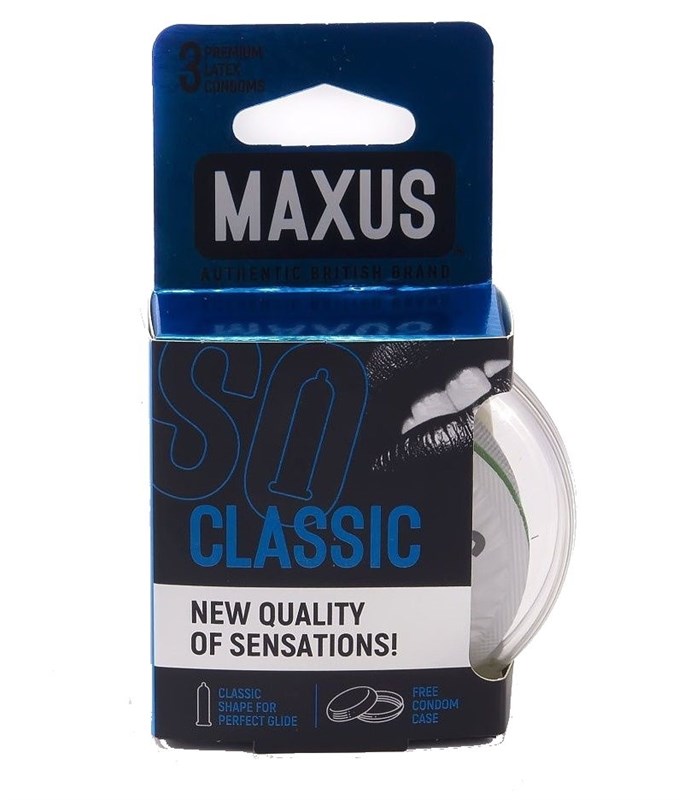 Классические презервативы MAXUS Classic - 3 шт (в пластиковом кейсе) - фото 149254