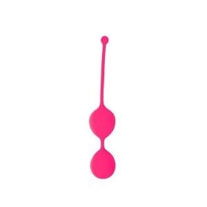 Розовые двойные вагинальные шарики Cosmo с хвостиком для извлечения - фото 149845