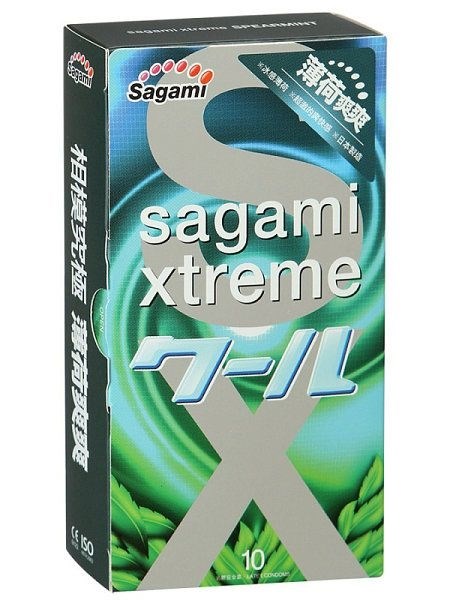 Презервативы SAGAMI Xtreme Mint 10шт. латексные со вкусом мяты - фото 150119