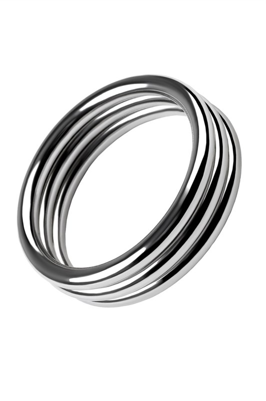 Металлическое эрекционное кольцо с рёбрышками размера M - фото 152246