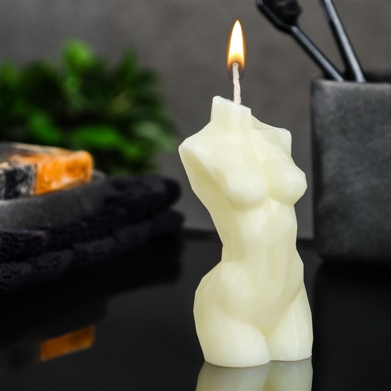 Фигурная свеча "Торс женский хрусталь" молочная, 10см - фото 152887