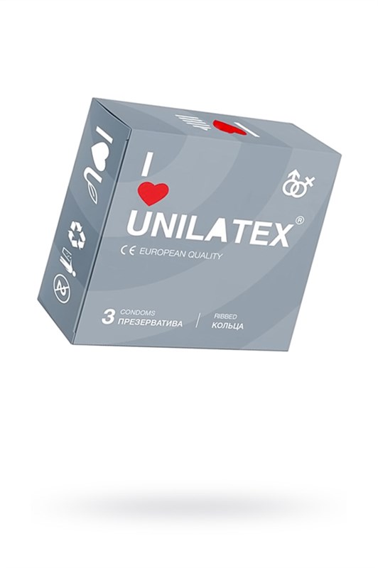 Презервативы Unilatex, ribbed, латекс, ребристые, 19 см, 5,4 см, 3 шт. - фото 157217