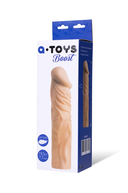 Насадка на пенис TOYFA A-Toys, SoftSkin, телесный, 19,5 см - фото 159959
