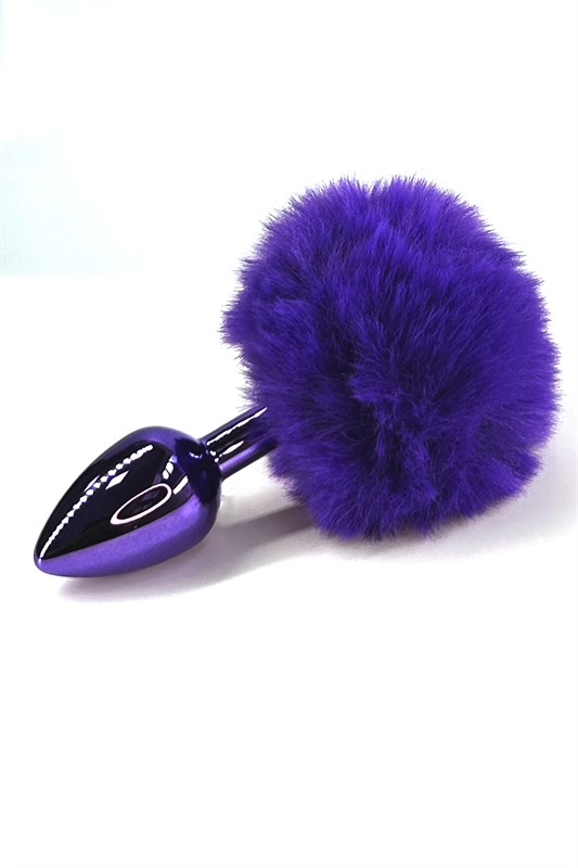 Фиолетовая анальная пробка с фиолетовым заячьим хвостиком (Small) - фото 163208