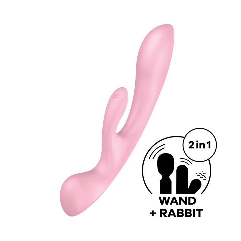 Гибкий вибратор-кролик 2 в 1 Triple Oh (pink) - фото 164004