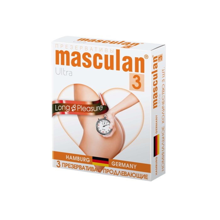 Презервативы Masculan Ultra 3 Продлевающие (LongPleasure), 3 шт. - фото 164380