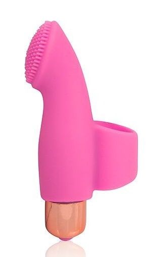Розовый клиторальный стимулятор на палец Cosmo - фото 164530