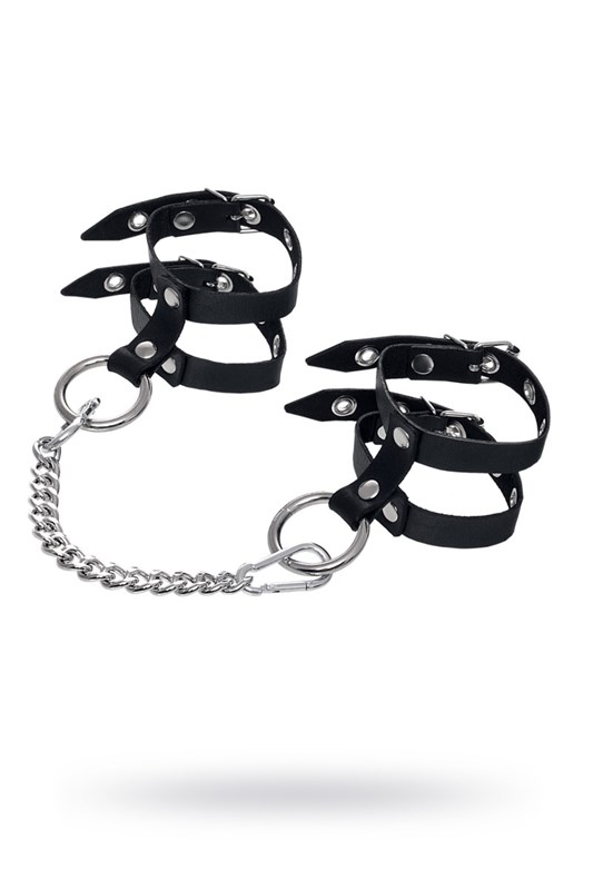 Оковы Pecado BDSM, однослойные из двух ремешков, натуральная кожа, черные 02182 - фото 166878
