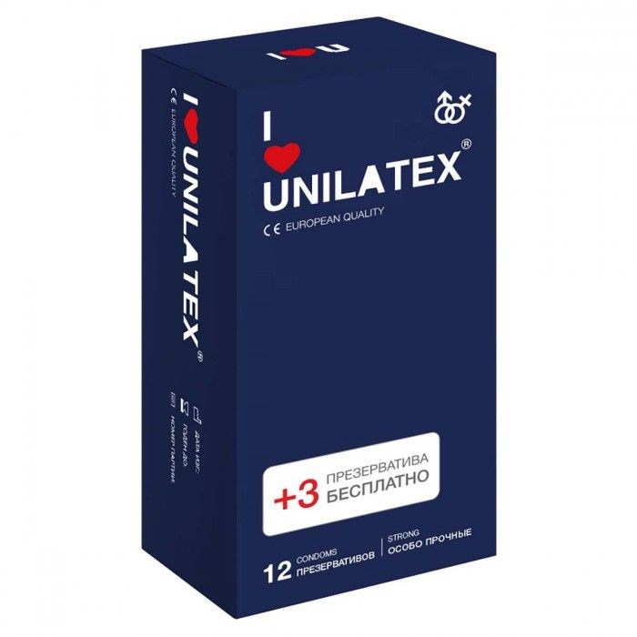Ультрапрочные презервативы Unilatex Extra Strong - 12 шт. + 3 шт. в подарок Unilatex Extra Strong №12 + №3 - фото 167908