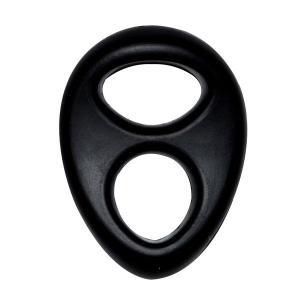 Черное двойное эрекционное кольцо на пенис RINGS LIQUID SILICONE 21524 - фото 170091