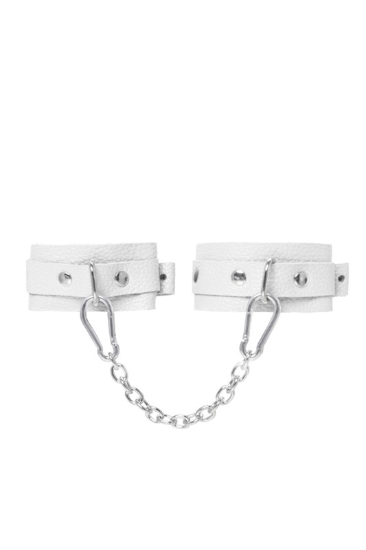 Оковы мини Pecado BDSM, со скруглёнными углами, натуральная кожа, белые 02224 - фото 170824