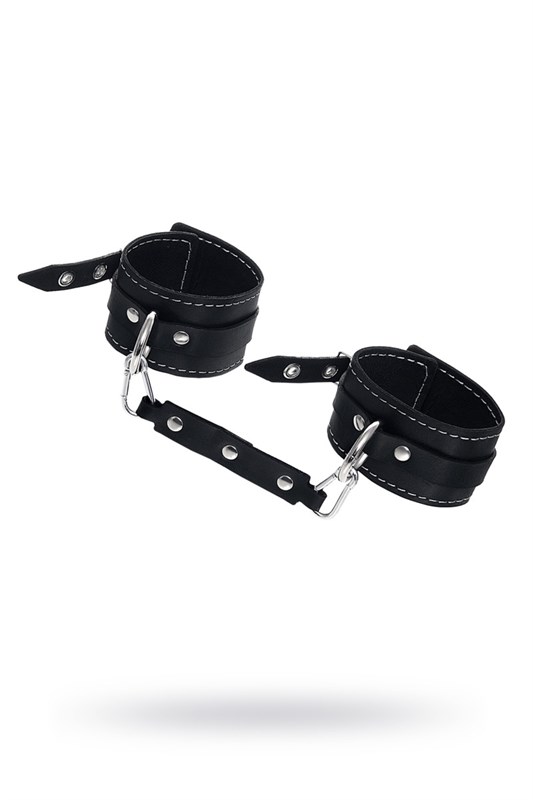 Оковы Pecado BDSM, двухслойные с белой строчкой, натуральная кожа, черные 02122 - фото 170839