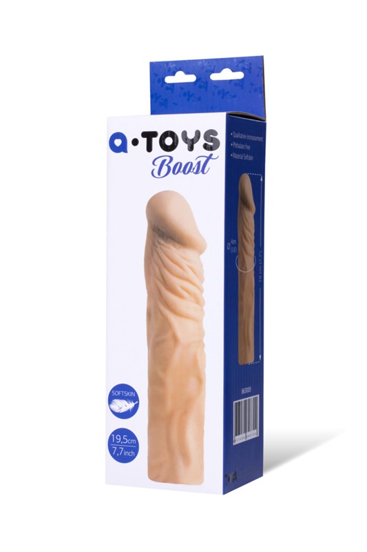 Насадка на пенис TOYFA A-Toys, SoftSkin, телесный, 19,5 см 863005 - фото 171407