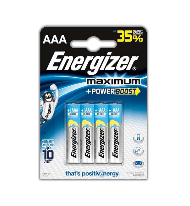Батарейки  Energizer ААА MAXIMUM, 4 шт ENLR34BLMAXIMUM - фото 171681