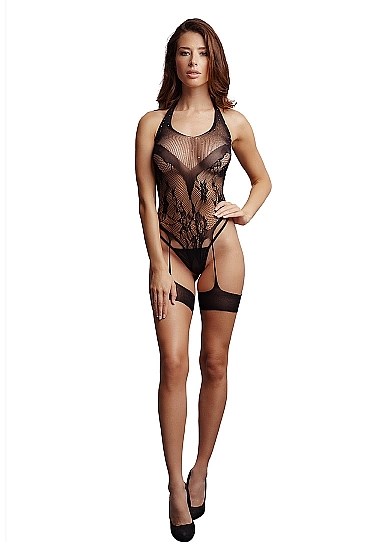 Боди со стразами Crotchless Rhinestone Halter Teddy DES038BLKOS - фото 174234