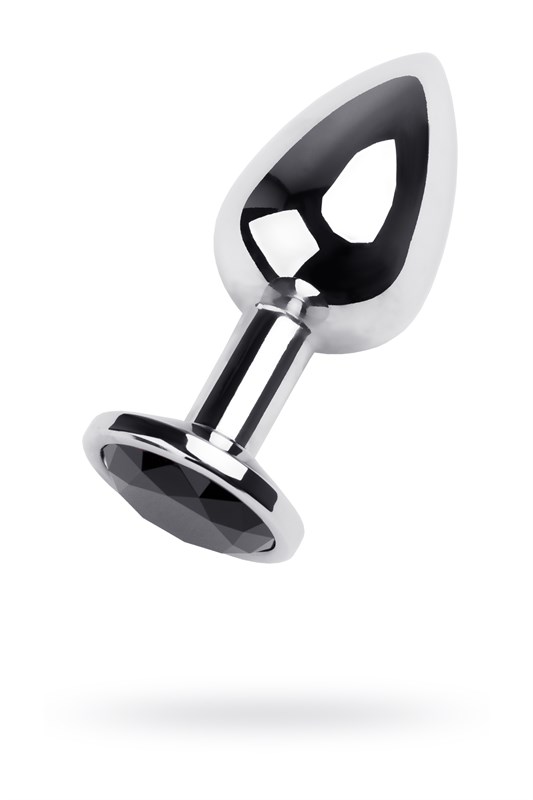 Утяжеленная анальная пробка с черным кристаллом Metal by TOYFA, 9,2х4 см 10T-00009554 - фото 175335