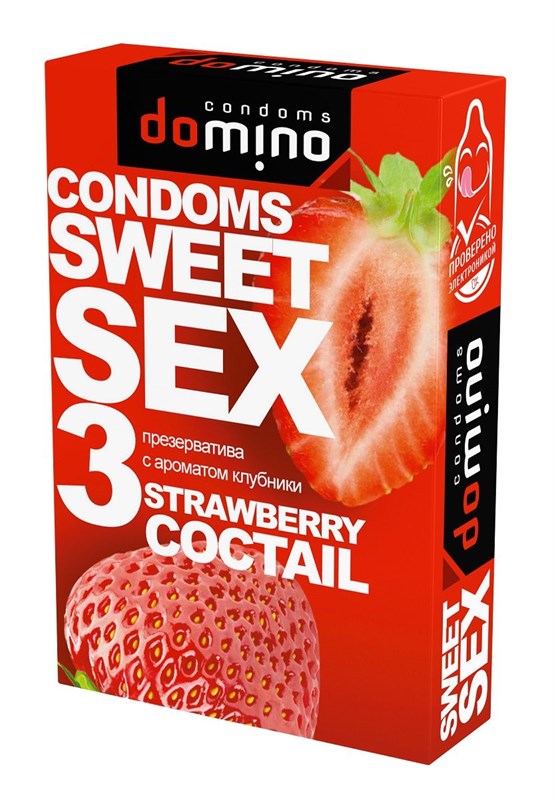 Презервативы для орального секса DOMINO Sweet Sex с ароматом клубничного коктейля, 3 шт 185048 - фото 176961