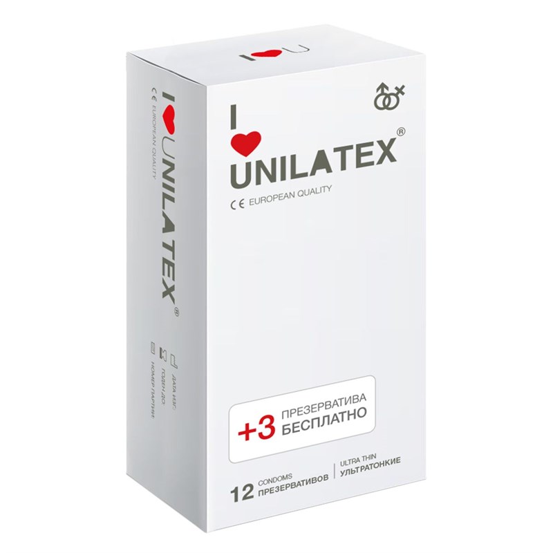 Ультратонкие презервативы Unilatex Ultra Thin - 12 + 3 шт. Unilatex Ultra Thin №12 + №3 - фото 177206