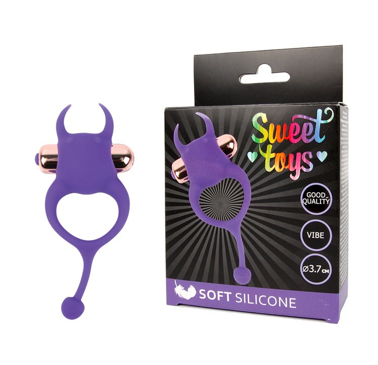 Фиолетовое виброкольцо с рожками Sweet Toys ST-40166-5 - фото 177900