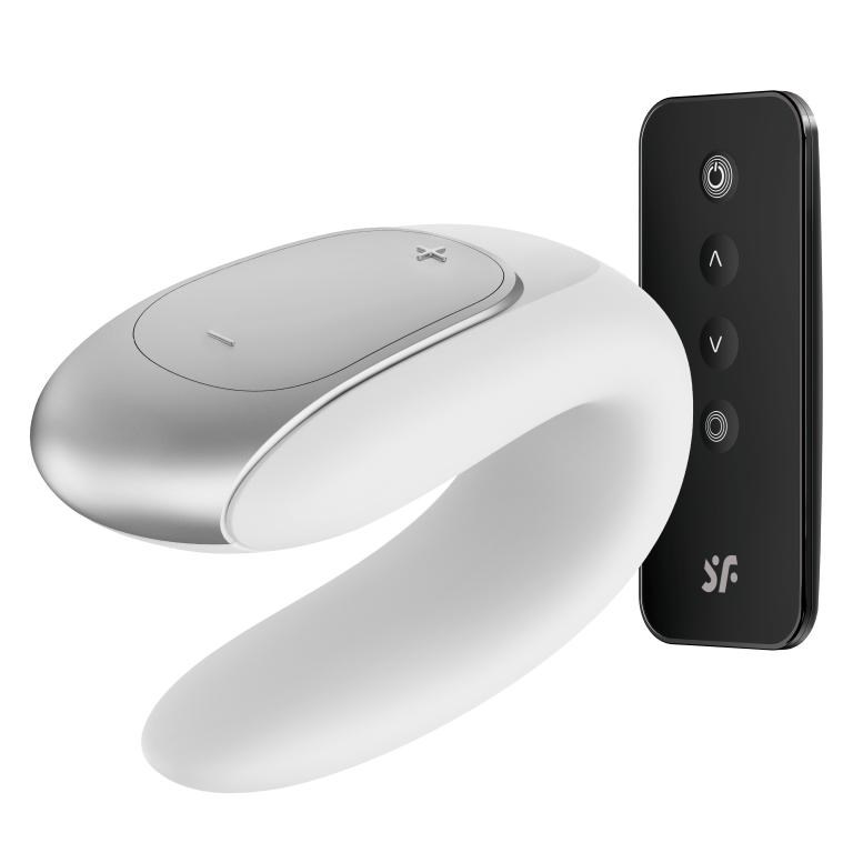 Белый вибратор для пар Satisfyer Double Fun с управлением через пульт и приложение 4002453WHT - фото 178114