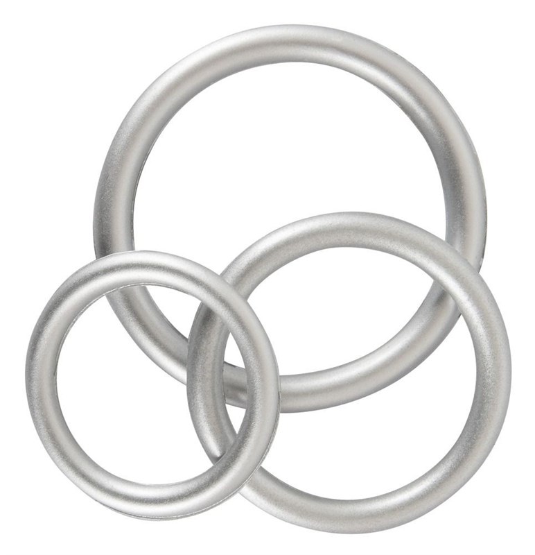 Набор из 3 эрекционных колец под металл Metallic Silicone Cock Ring Set 105372170000 - фото 180881