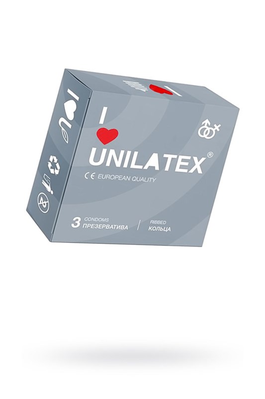 Презервативы Unilatex, ribbed, латекс, ребристые, 19 см, 5,4 см, 3 шт. 3018 - фото 187093