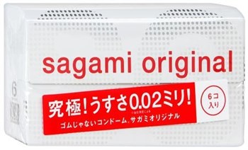Ультратонкие полиуретановые презервативы Sagami Original 0.02, 6 шт