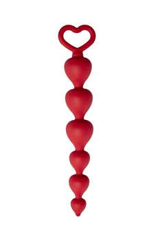 Красная анальная цепочка Heart Ray, 17,5 см