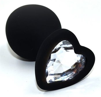 Анальная силиконовая пробка с кристаллом в форме сердца, 8,8х3,3 см