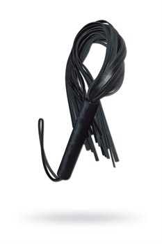 Чёрная кожаная плеть с жесткой ручкой, 63 см