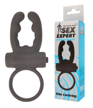 Эрекционное кольцо с рожками и вибрацией Sex Expert