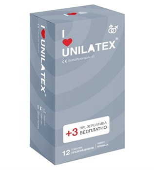 Презервативы с рёбрами Unilatex Ribbed - 12 + 3 шт.