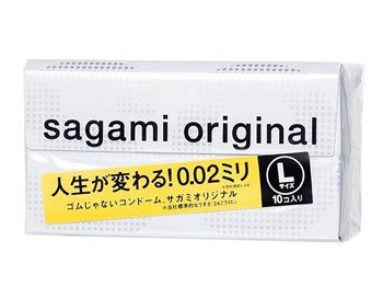 Презервативы полиуретановые Sagami Original 0.02 L-size увеличенного размера - 10 шт.
