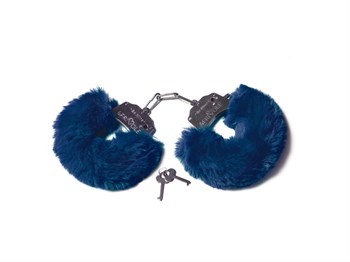 Шикарные наручники с пушистым мехом цвета тихоокеанский синий (Be Mine)