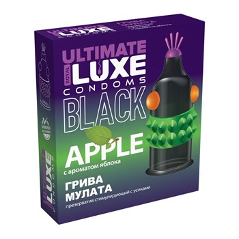 Черный стимулирующий презерватив "Грива мулата" с ароматом яблока