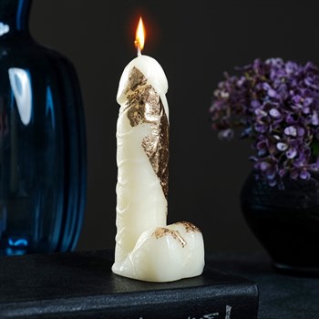 Фигурная свеча "Фаворит" молочная с поталью 12,5см