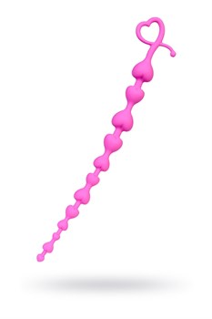 Розовая силиконовая анальная цепочка Long Sweety, 34 см