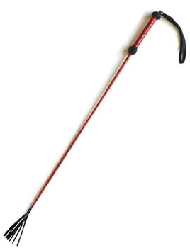 Стек с плетёной ручкой, наконечник «кисточка - 10 см», лакированный, красный