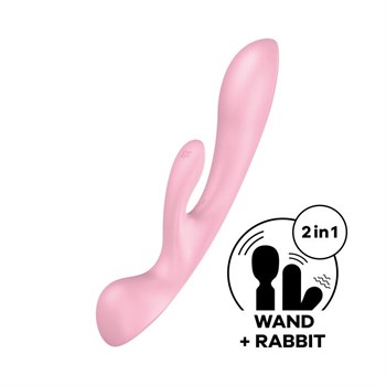 Гибкий вибратор-кролик 2 в 1 Triple Oh (pink)