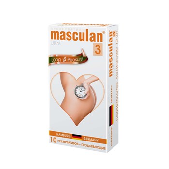 Презервативы Masculan Ultra 3 Кольца и пупырышки с анестетиком (Long Pleasure), 10 шт