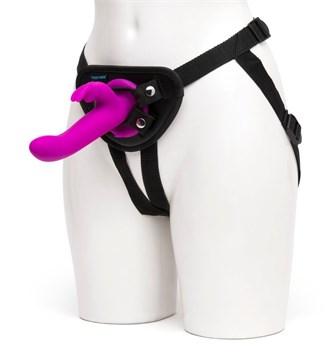 Лиловый страпон Rechargeable Vibrating Strap-On Harness Set, 17,6 см 74312